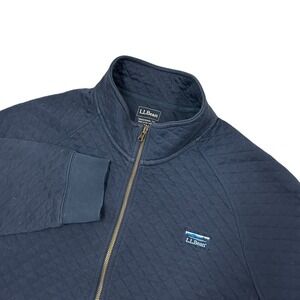 L.L. Bean Quilted 1/4 Sweater Mens XLT Tall Blue Pullover Traditonal Fit (Flaws)